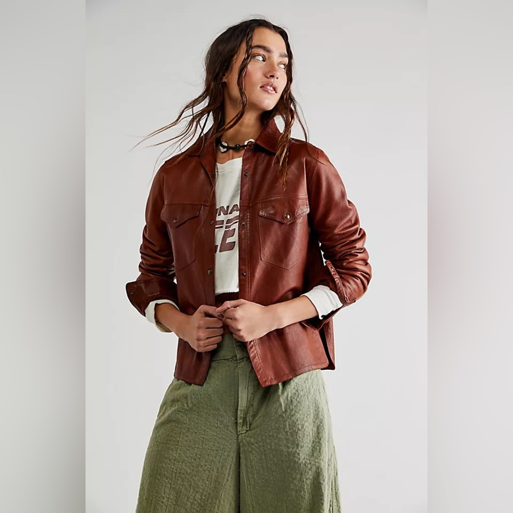 Mes Demoiselles Derbi Leather‎ Button Down Shirt Size XL